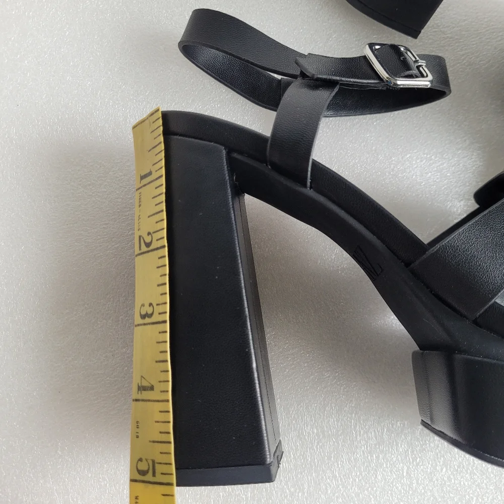 NWT Zara Chunky Black Platform Sandals with Chain Detail Size 9 - Picture 13 of 16